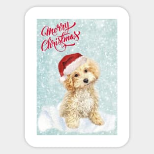 Maltipoo Merry Christmas Santa Dog Sticker